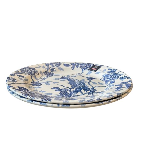 ROYAL WESSEX KUJAKU Bird 10.5” Dinner Plates Set of 2 Blue & White Pheasant NEW - Picture 8 of 8